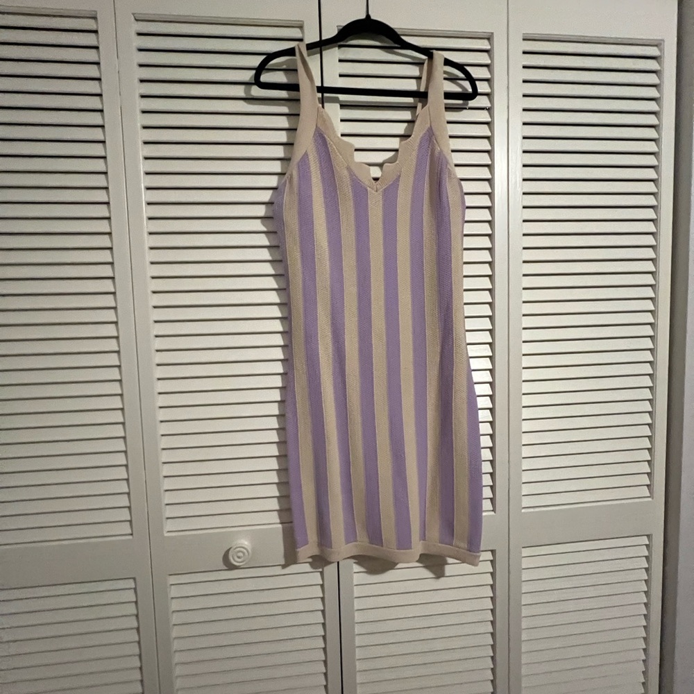 House of Harlow 1960 Purple and Cream Striped Mini Dress